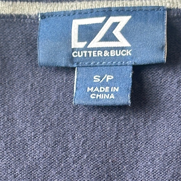 Gilman Crest Cutter & Buck Lakemont Tri-Blend V-Neck Sweater Navy Men’s Small - Picture 4 of 5